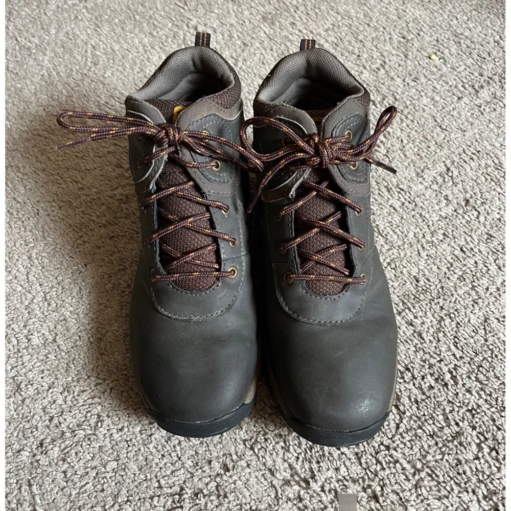 Timberland Boys Waterproof Hiking Boots Brown Leather Mid Top Size 5 A14IB